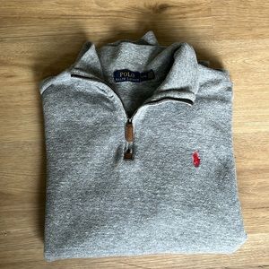 Ralph Lauren Grey Cotton Quarter Zip Size Large